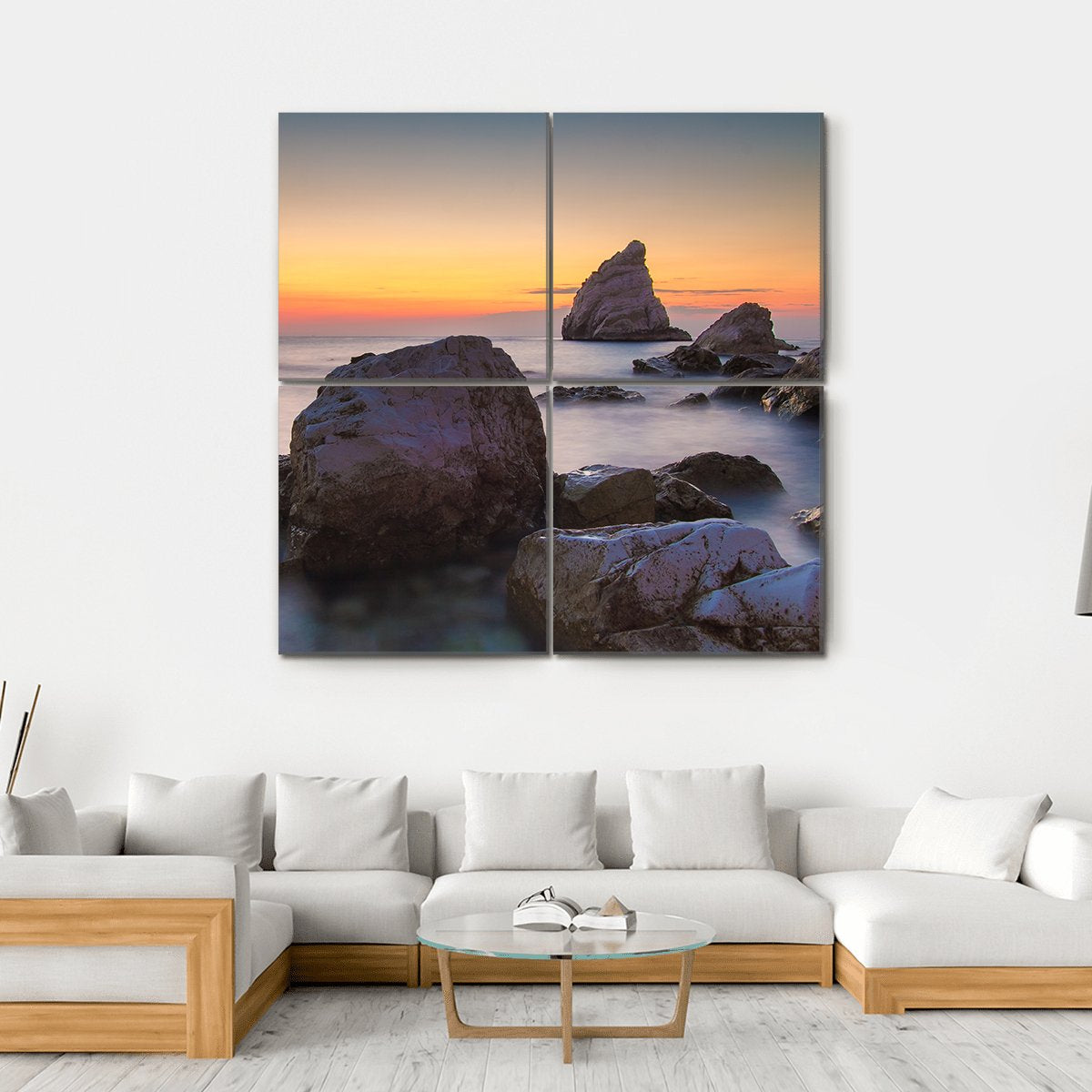 La Vela Beach Italy Canvas Wall Art-4 Square-Gallery Wrap-17" x 17"-Tiaracle