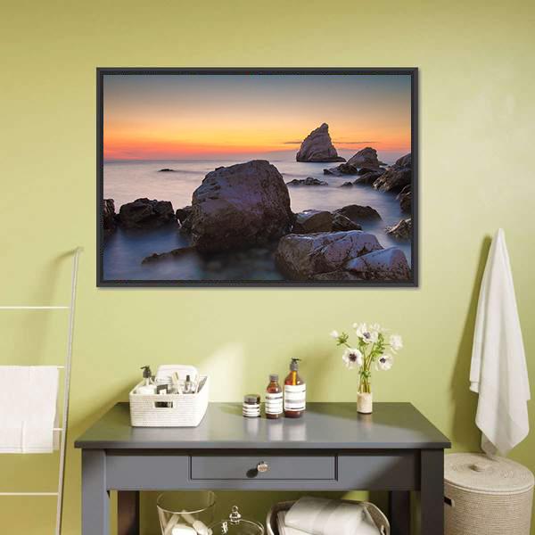 La Vela Beach Italy Canvas Wall Art-1 Piece-Floating Frame-24" x 16"-Tiaracle