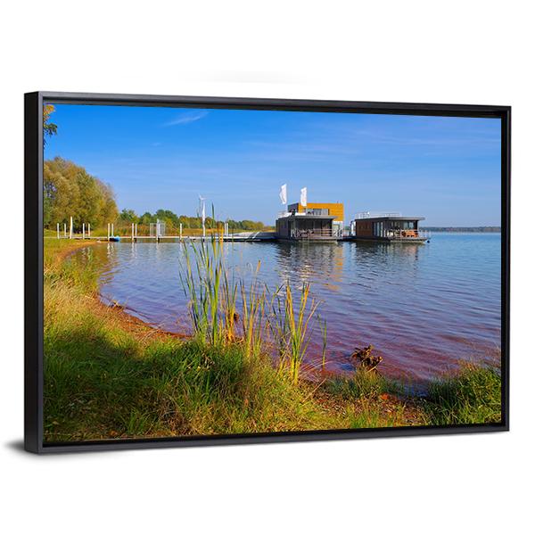 Laasow Swimming Houses Canvas Wall Art-3 Horizontal-Gallery Wrap-25" x 16"-Tiaracle