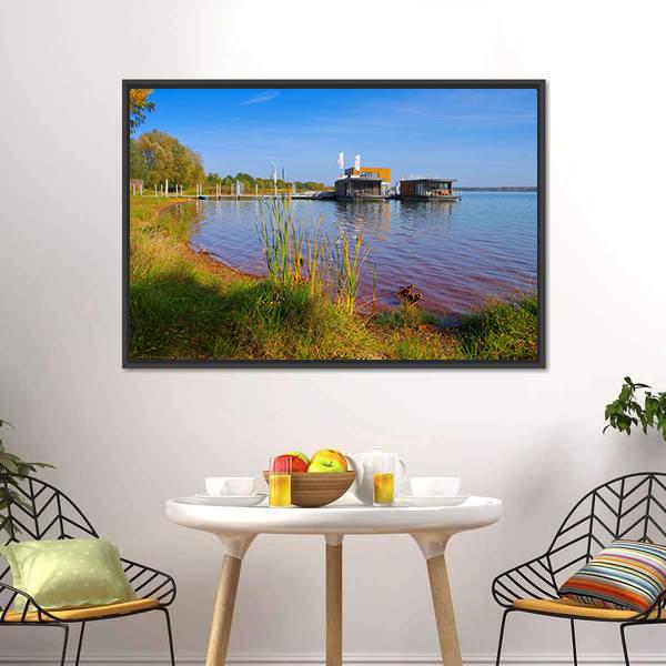 Laasow Swimming Houses Canvas Wall Art-3 Horizontal-Gallery Wrap-25" x 16"-Tiaracle