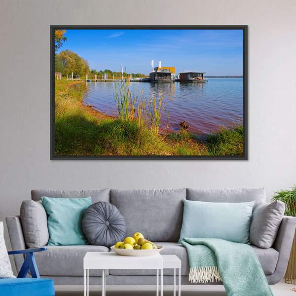 Laasow Swimming Houses Canvas Wall Art-3 Horizontal-Gallery Wrap-25" x 16"-Tiaracle