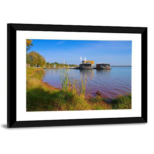 Laasow Swimming Houses Canvas Wall Art-3 Horizontal-Gallery Wrap-25" x 16"-Tiaracle