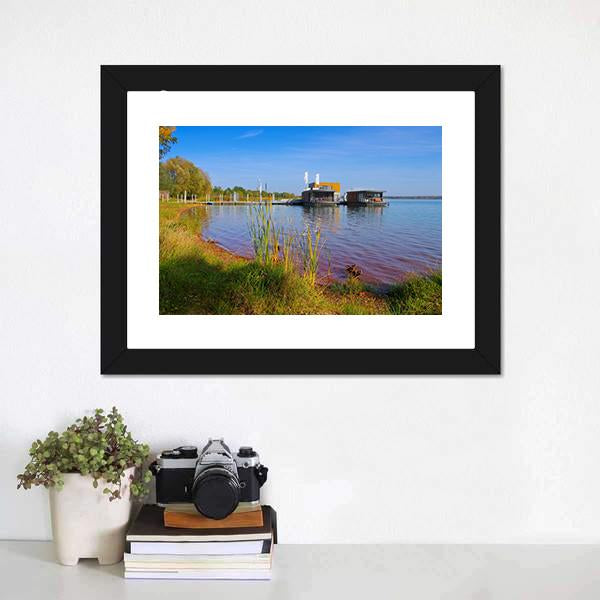 Laasow Swimming Houses Canvas Wall Art-1 Piece-Framed Print-20" x 16"-Tiaracle