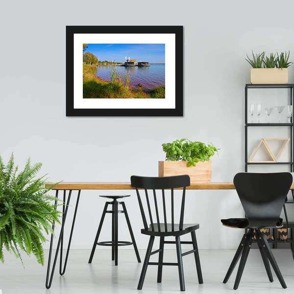 Laasow Swimming Houses Canvas Wall Art-3 Horizontal-Gallery Wrap-25" x 16"-Tiaracle