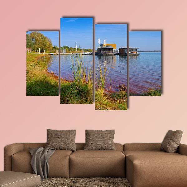 Laasow Swimming Houses Canvas Wall Art-4 Pop-Gallery Wrap-50" x 32"-Tiaracle