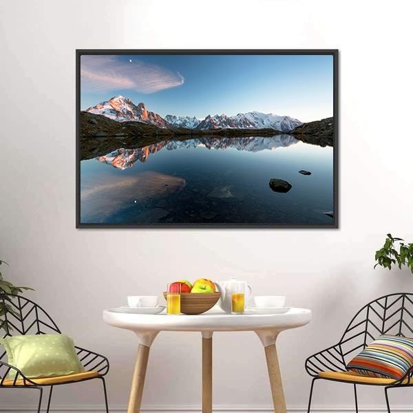 Lac De Chésserys France Canvas Wall Art-1 Piece-Floating Frame-24" x 16"-Tiaracle