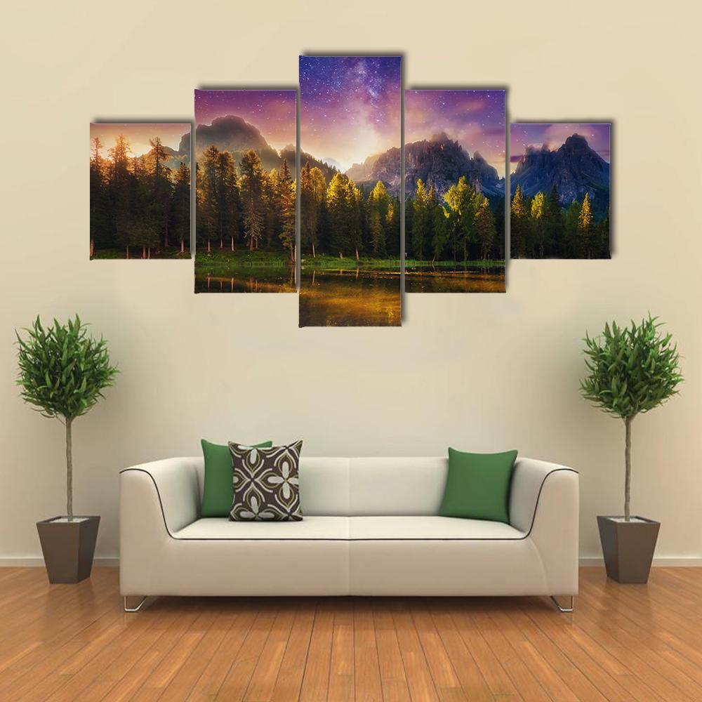 Lago Di Antorno Italy Canvas Wall Art-5 Star-Gallery Wrap-62" x 32"-Tiaracle