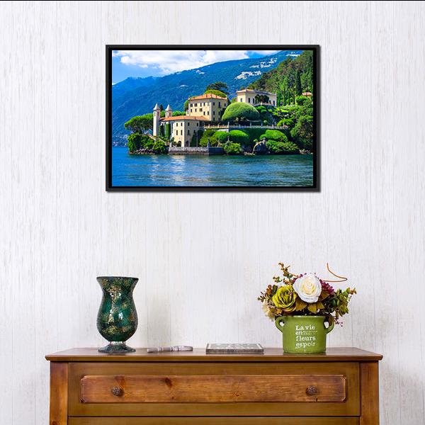 Lago Di Como Canvas Wall Art-1 Piece-Floating Frame-24" x 16"-Tiaracle