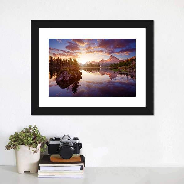 Lago Di Federa Italy Canvas Wall Art-1 Piece-Framed Print-20" x 16"-Tiaracle