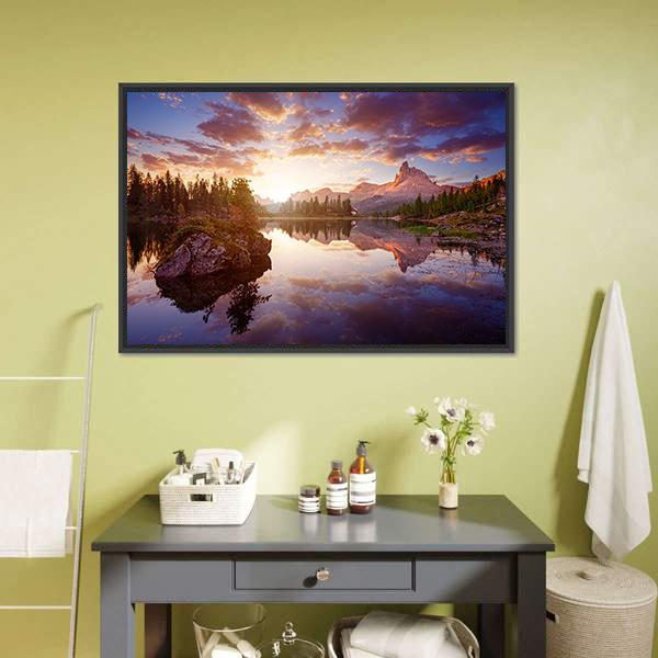 Lago Di Federa Italy Canvas Wall Art-1 Piece-Floating Frame-24" x 16"-Tiaracle