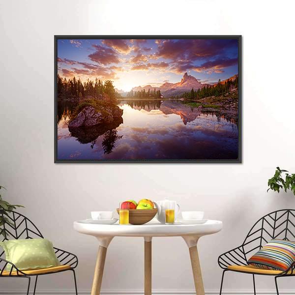 Lago Di Federa Italy Canvas Wall Art-3 Horizontal-Gallery Wrap-25" x 16"-Tiaracle