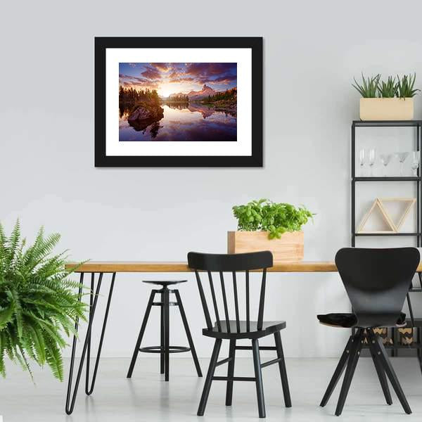 Lago Di Federa Italy Canvas Wall Art-3 Horizontal-Gallery Wrap-25" x 16"-Tiaracle