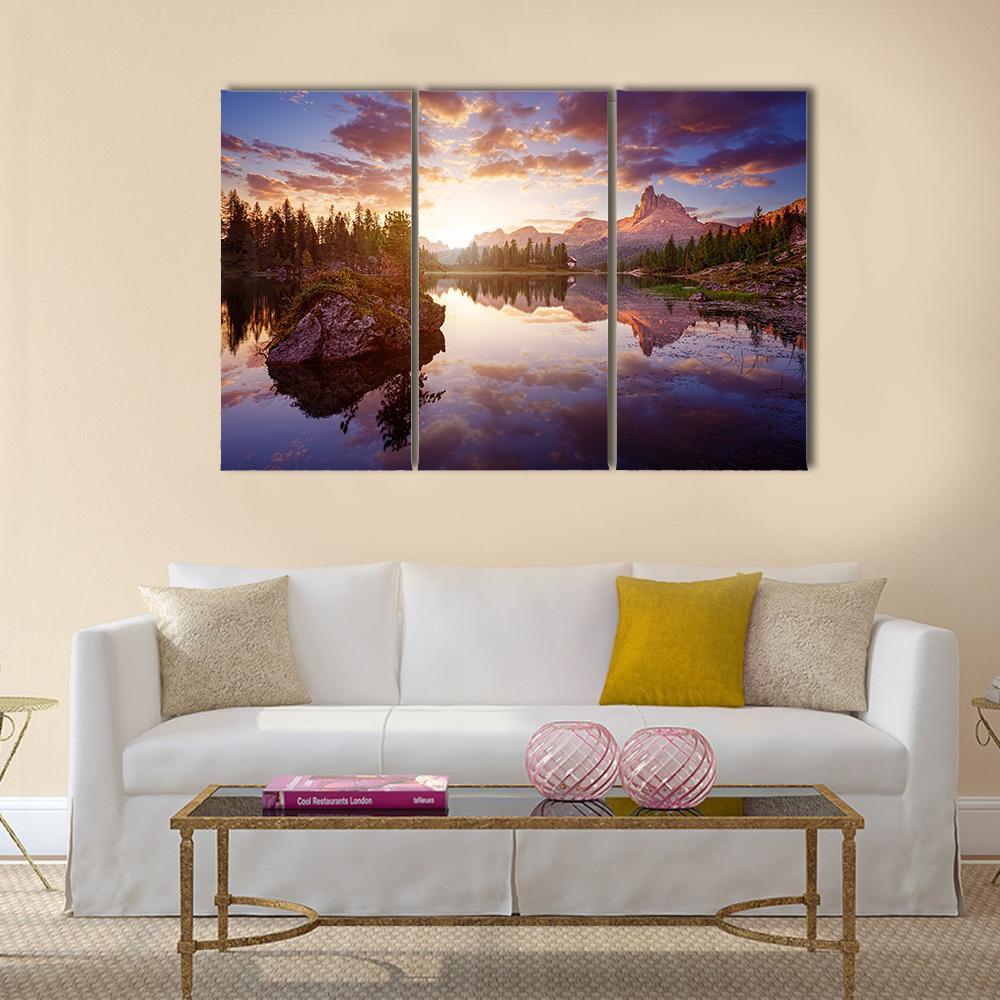 Lago Di Federa Italy Canvas Wall Art-3 Horizontal-Gallery Wrap-37" x 24"-Tiaracle