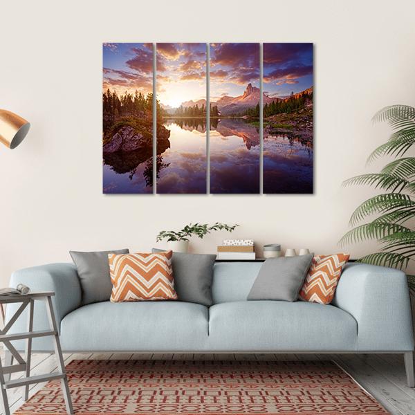 Lago Di Federa Italy Canvas Wall Art-4 Horizontal-Gallery Wrap-34" x 24"-Tiaracle