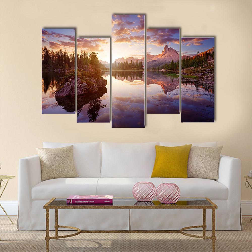 Lago Di Federa Italy Canvas Wall Art-5 Pop-Gallery Wrap-47" x 32"-Tiaracle