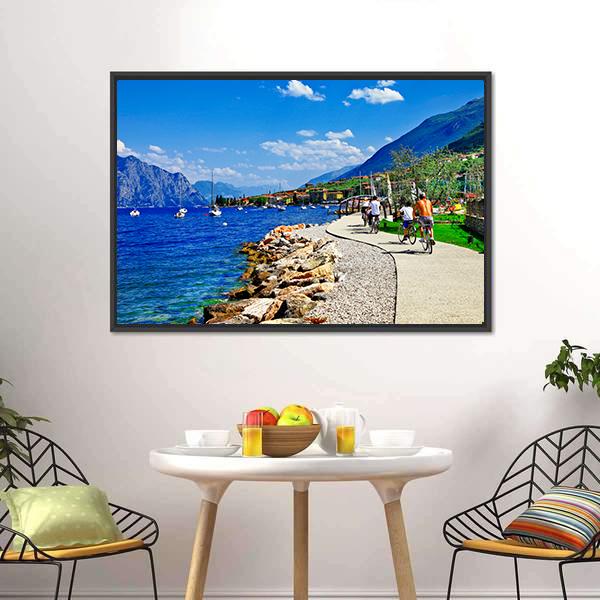 Lago Di Garda Italy Canvas Wall Art-3 Horizontal-Gallery Wrap-25" x 16"-Tiaracle