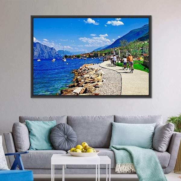 Lago Di Garda Italy Canvas Wall Art-3 Horizontal-Gallery Wrap-25" x 16"-Tiaracle