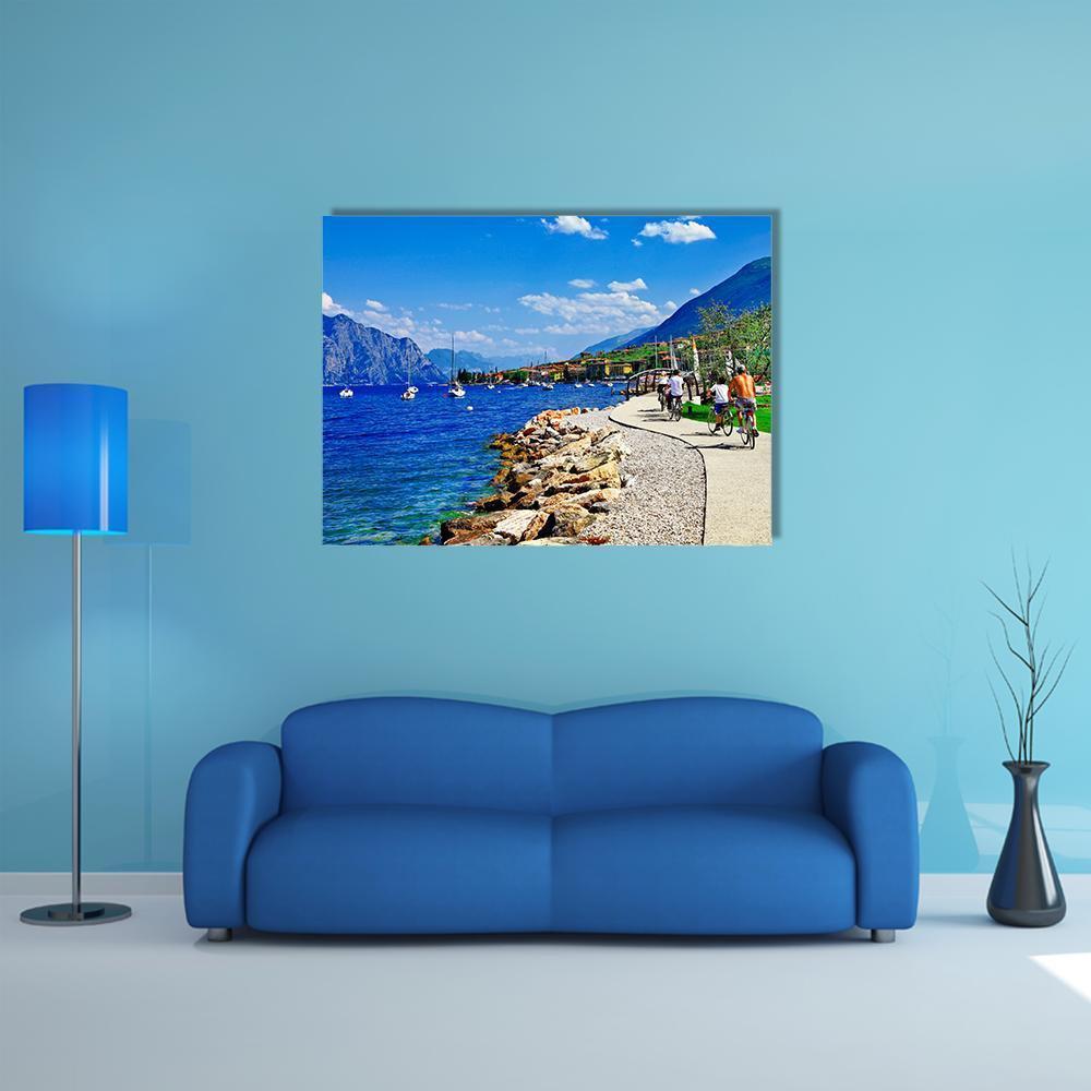 Lago Di Garda Italy Canvas Wall Art-1 Piece-Gallery Wrap-48" x 32"-Tiaracle