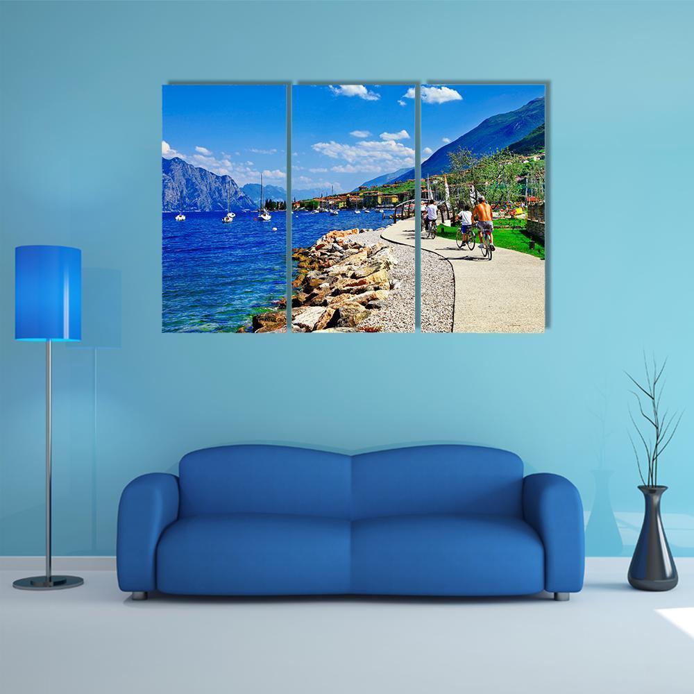 Lago Di Garda Italy Canvas Wall Art-3 Horizontal-Gallery Wrap-37" x 24"-Tiaracle