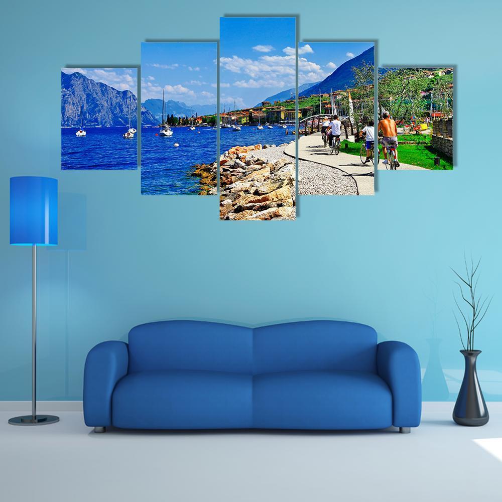 Lago Di Garda Italy Canvas Wall Art-4 Pop-Gallery Wrap-50" x 32"-Tiaracle