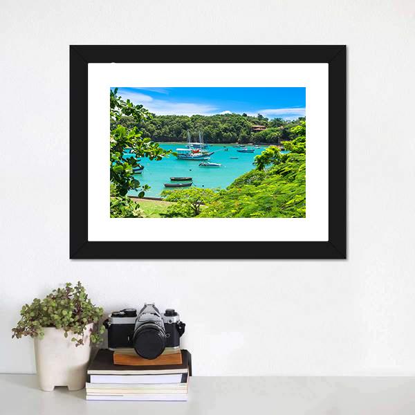 Lagoon In Buzios Canvas Wall Art-1 Piece-Framed Print-20" x 16"-Tiaracle