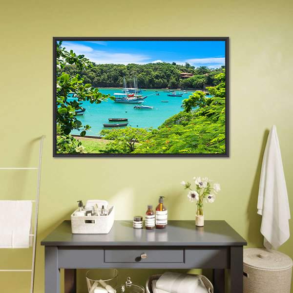 Lagoon In Buzios Canvas Wall Art-1 Piece-Floating Frame-24" x 16"-Tiaracle