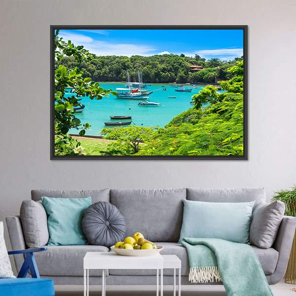 Lagoon In Buzios Canvas Wall Art-3 Horizontal-Gallery Wrap-25" x 16"-Tiaracle
