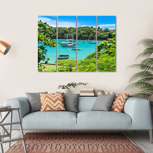 Lagoon In Buzios Canvas Wall Art-4 Horizontal-Gallery Wrap-34" x 24"-Tiaracle