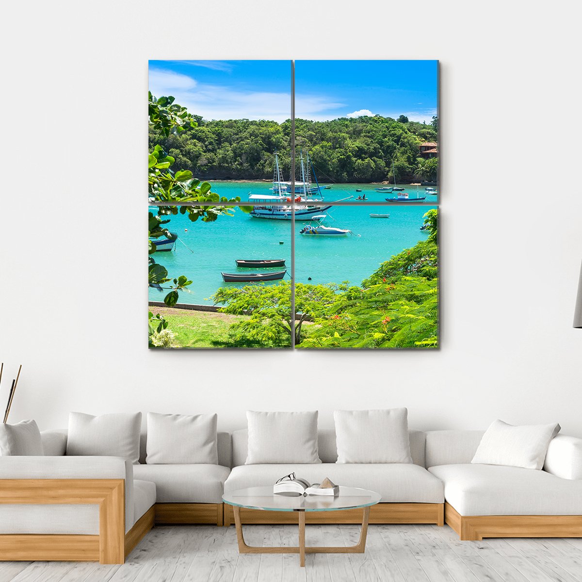 Lagoon In Buzios Canvas Wall Art-4 Square-Gallery Wrap-17" x 17"-Tiaracle