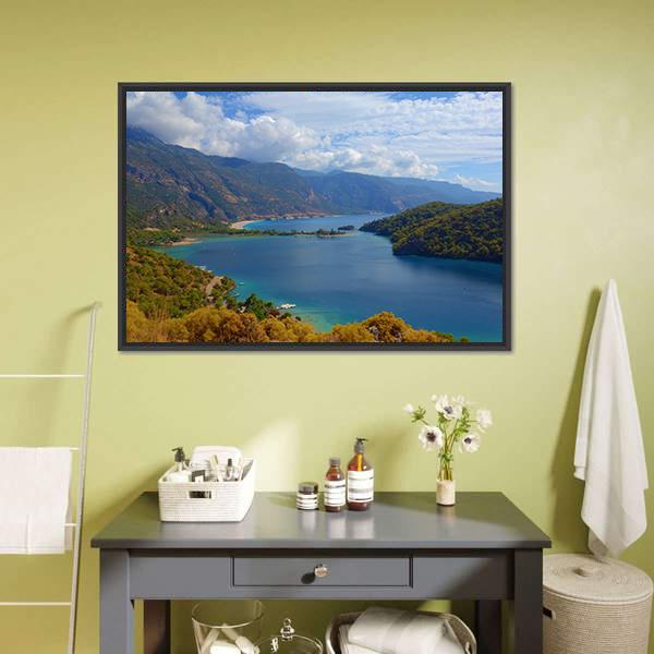 Lagoon Located In Turkey Canvas Wall Art-1 Piece-Floating Frame-24" x 16"-Tiaracle