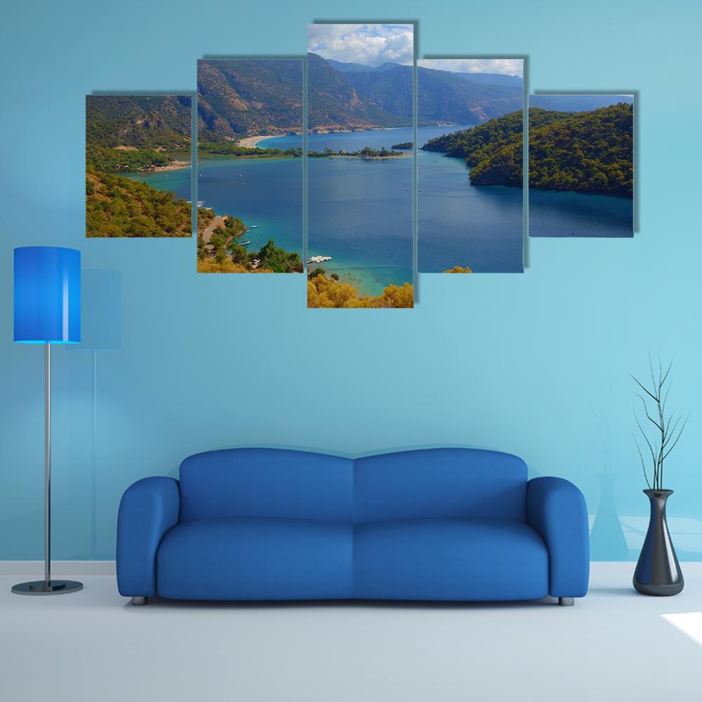 Lagoon Located In Turkey Canvas Wall Art-5 Star-Gallery Wrap-62" x 32"-Tiaracle