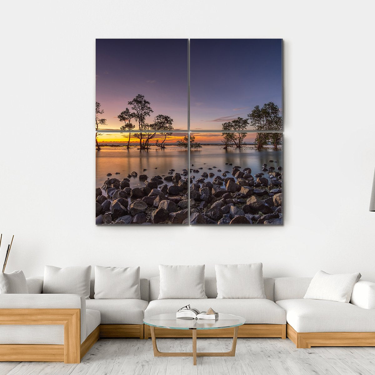 Laguna Beach Canvas Wall Art-4 Square-Gallery Wrap-17" x 17"-Tiaracle