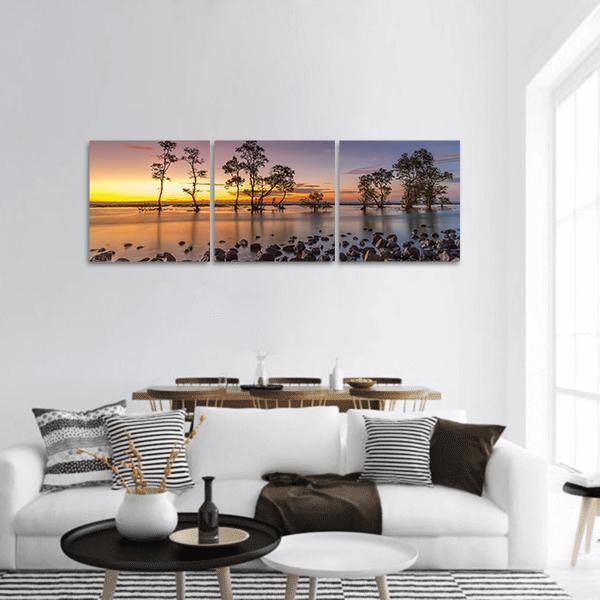 Laguna Beach Panoramic Canvas Wall Art-3 Piece-25" x 08"-Tiaracle