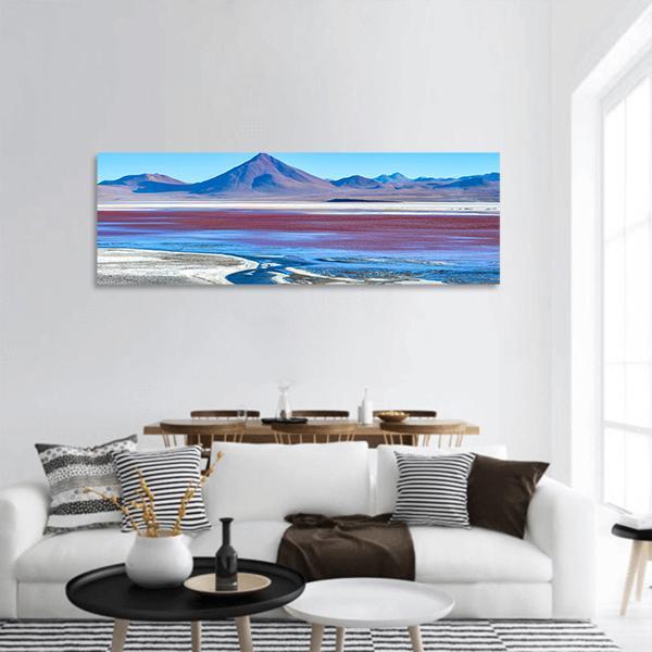 Laguna Colorada In Bolivia Panoramic Canvas Wall Art-3 Piece-25" x 08"-Tiaracle