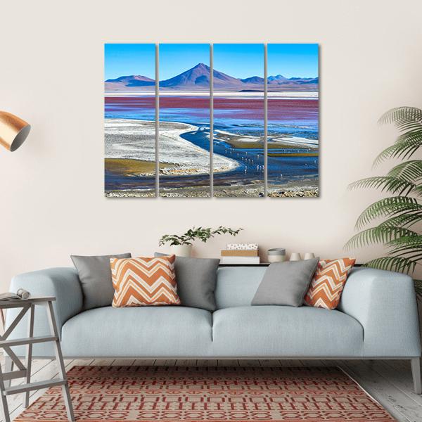 Laguna Colorada In Bolivia Canvas Wall Art-4 Horizontal-Gallery Wrap-34" x 24"-Tiaracle