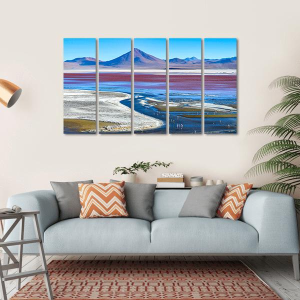Laguna Colorada In Bolivia Canvas Wall Art-5 Horizontal-Gallery Wrap-22" x 12"-Tiaracle