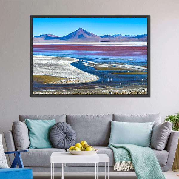 Laguna Colorada In Bolivia Canvas Wall Art-3 Horizontal-Gallery Wrap-25" x 16"-Tiaracle
