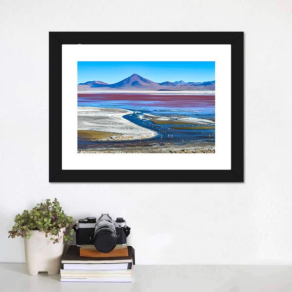 Laguna Colorada In Bolivia Canvas Wall Art-1 Piece-Framed Print-20" x 16"-Tiaracle