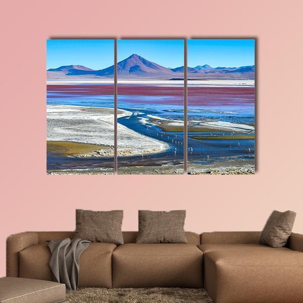 Laguna Colorada In Bolivia Canvas Wall Art-3 Horizontal-Gallery Wrap-37" x 24"-Tiaracle