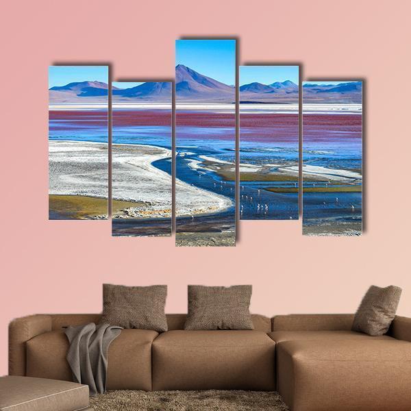 Laguna Colorada In Bolivia Canvas Wall Art-5 Pop-Gallery Wrap-47" x 32"-Tiaracle