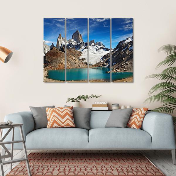 Laguna De Los Tres Canvas Wall Art-4 Horizontal-Gallery Wrap-34" x 24"-Tiaracle