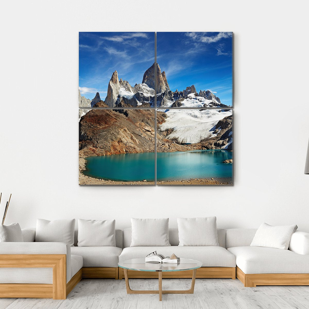 Laguna De Los Tres Canvas Wall Art-4 Square-Gallery Wrap-17" x 17"-Tiaracle
