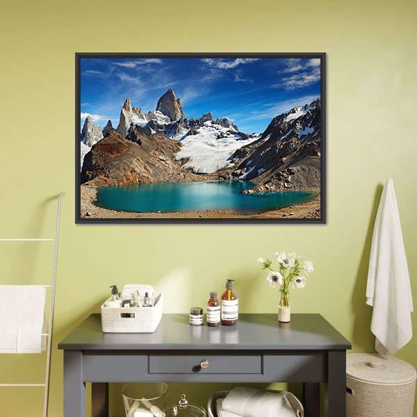 Laguna De Los Tres Canvas Wall Art-1 Piece-Floating Frame-24" x 16"-Tiaracle