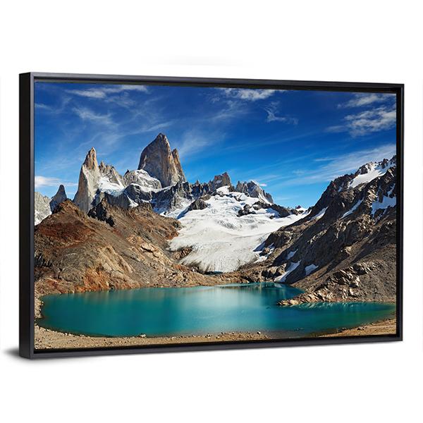Laguna De Los Tres Canvas Wall Art-3 Horizontal-Gallery Wrap-25" x 16"-Tiaracle