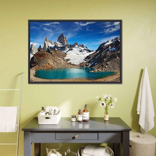 Laguna De Los Tres Canvas Wall Art-1 Piece-Floating Frame-24" x 16"-Tiaracle