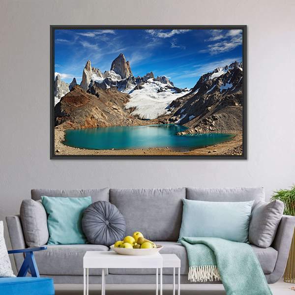 Laguna De Los Tres Canvas Wall Art-3 Horizontal-Gallery Wrap-25" x 16"-Tiaracle