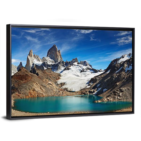Laguna De Los Tres Canvas Wall Art-5 Horizontal-Gallery Wrap-22" x 12"-Tiaracle