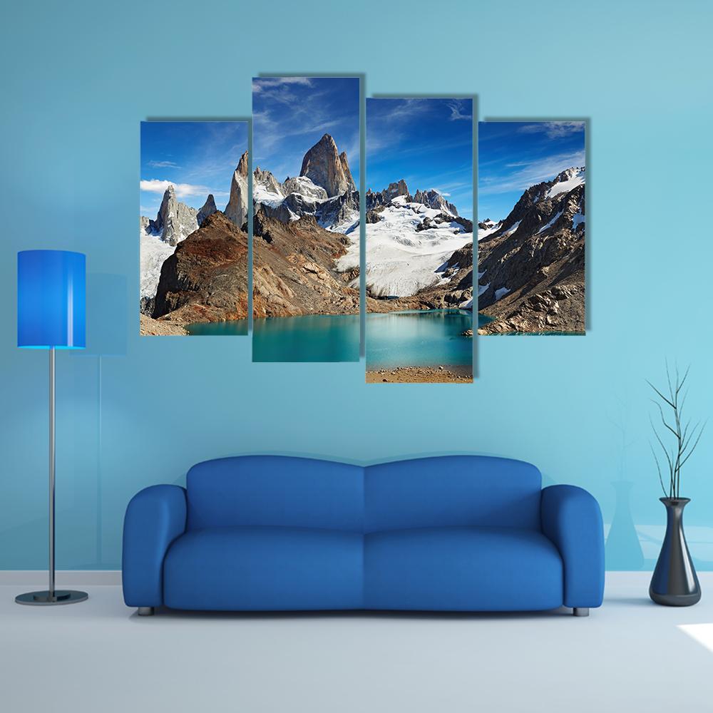 Laguna De Los Tres Canvas Wall Art-4 Pop-Gallery Wrap-50" x 32"-Tiaracle