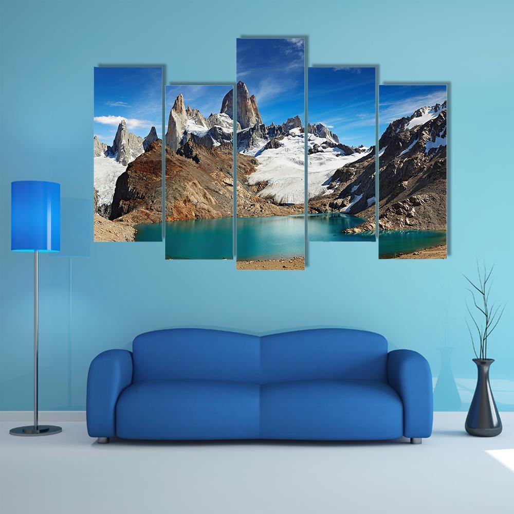 Laguna De Los Tres Canvas Wall Art-5 Pop-Gallery Wrap-47" x 32"-Tiaracle
