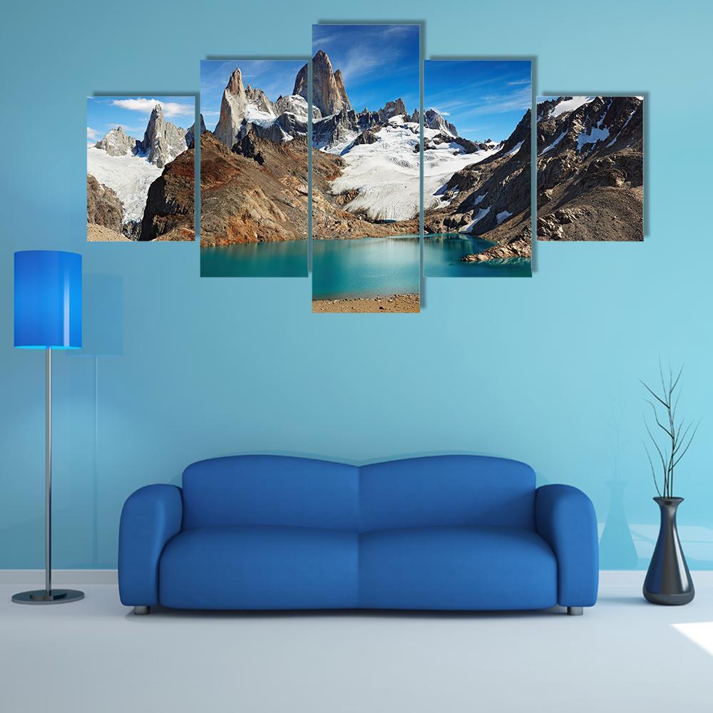 Laguna De Los Tres Canvas Wall Art-5 Star-Gallery Wrap-62" x 32"-Tiaracle